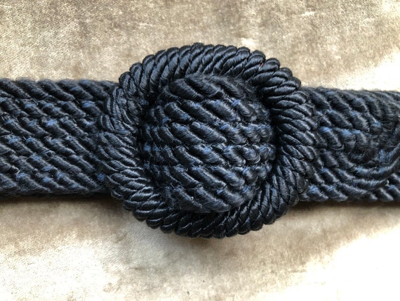 Chunky Thick Black Silky Satin Rope Woven Braided… - image 2