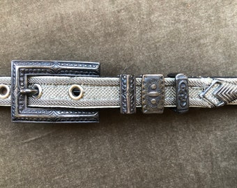 Vintage Silver Gunmetal Mesh Metal Skinny Belt 28  display picture 2