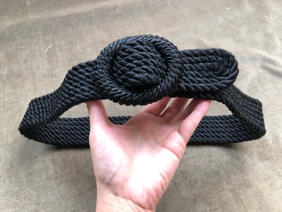 Chunky Thick Black Silky Satin Rope Woven Braided… - image 4