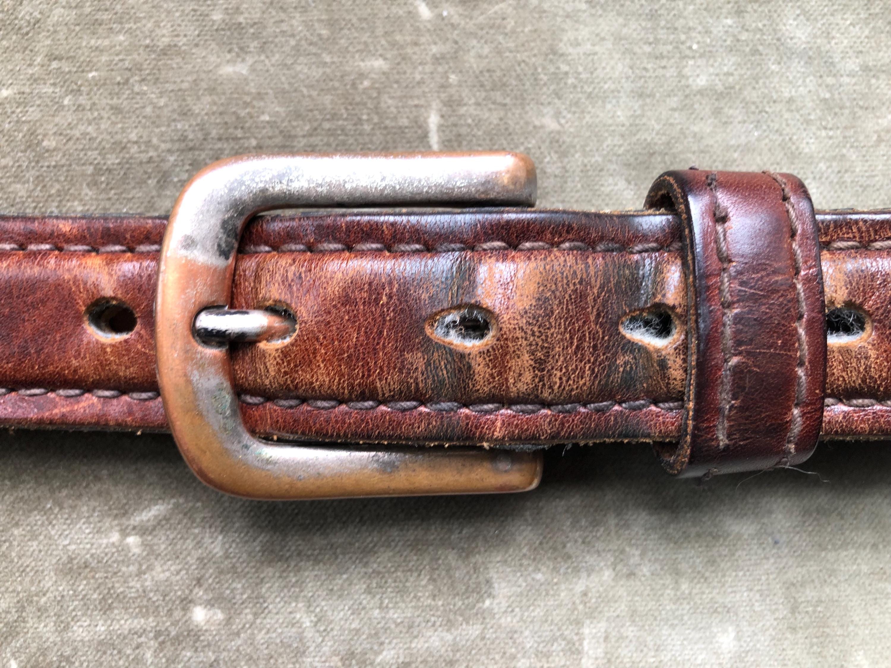 Rare Vintage distressed Brown Wide Leather Western Gladiator Belt Chunky 26 S Silver Creek Classics Tooled Leather Western Belt Size 34  main image 4