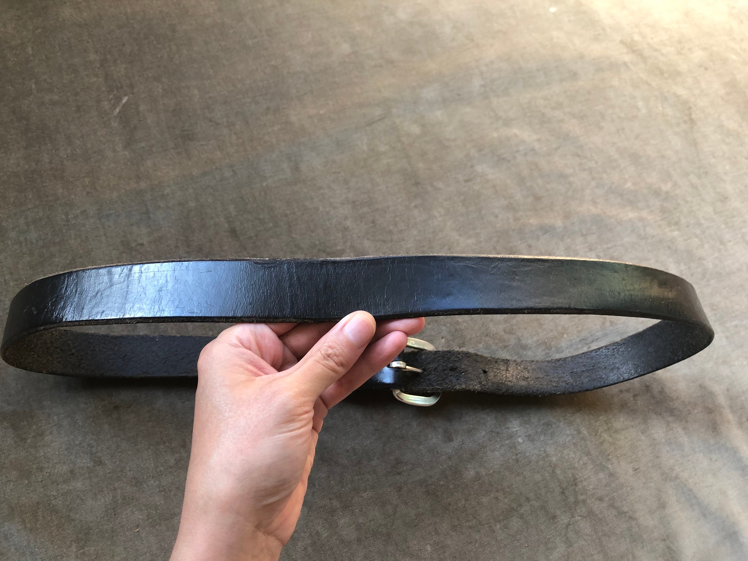 1980s 90s Thick Heavy Duty Black Leather Belt M L XL Grunge 1980s 90s Thick Heavy Duty Black Leather Belt M L XL Grunge