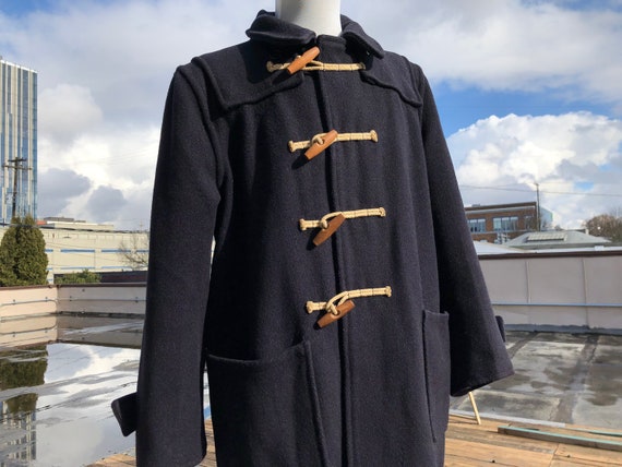 LOUIS VUITTON Wool Coat 36 Navy Authentic Women Used from Japan