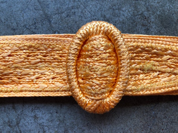 Vintage Gold & Orange Cloth Belt Vintage 80s Woven Rope Belt: Orange Beige Lurex, Aged Gold  main image 2