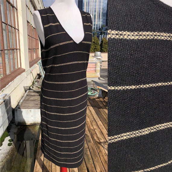 Black Linen Knit Woven Ralph Lauren Sleeveless V … - image 1