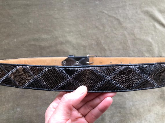 Western Lizard Croc Embossed Patchwork Black Gray… - image 9