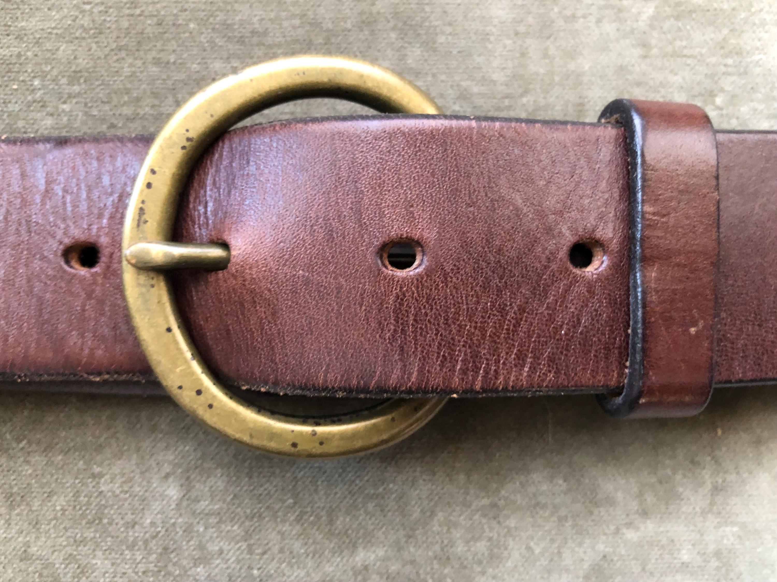 VTG‎ Metal Arrowhead Belt L/XL  Tan Gold Interlocking Buckle Brown Stretch 1990s Vintage 90 main image 3