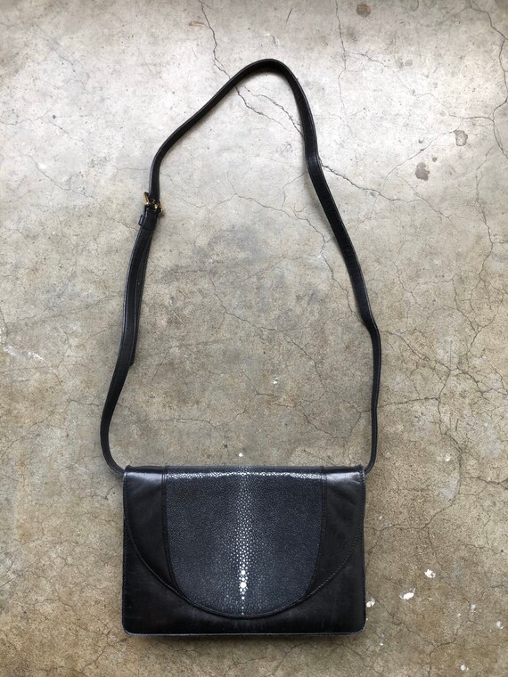 Buy Nice Black Leather Genuine Stingray Skin Shagreen  display picture 1