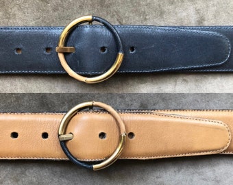 COACH Vintage Wide Dark Red Glove Tanned Leather Belt Round  display picture 1