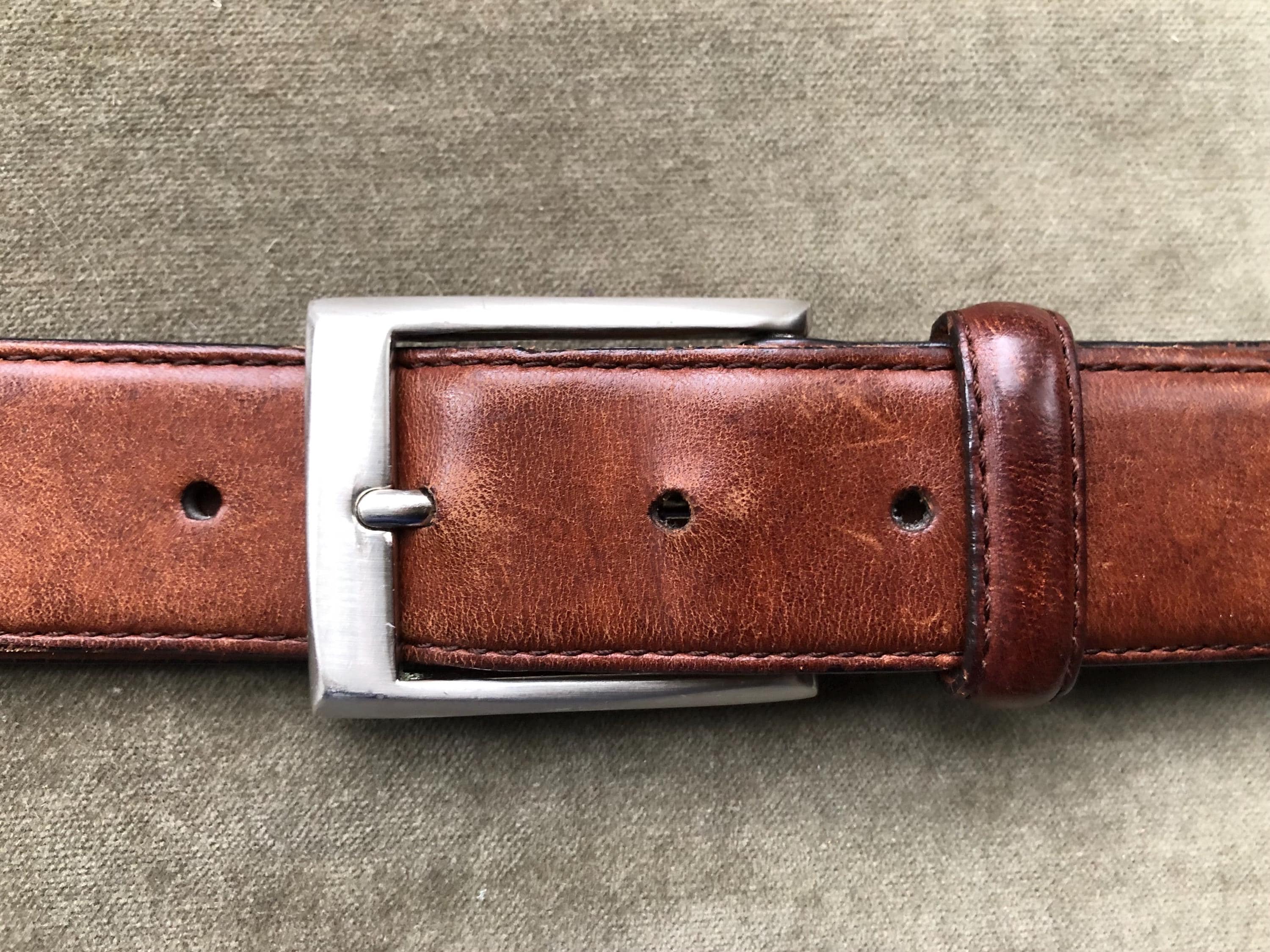 Vintage Cole Haan Slim Metallic Leather Belt Sz L Rose Gold Round Accents 90s 25MM-HARN-W-MET-  main image 3