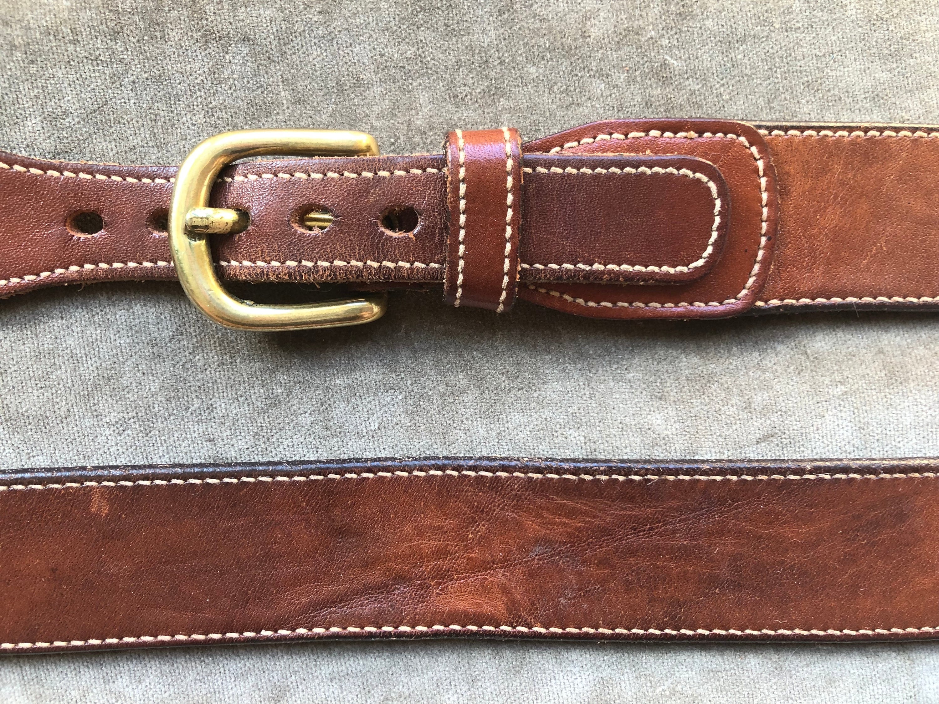 Dooney & Bourke Gray Wool Surcingle Brown Leather Belt 34 or  Dooney & Bourke Tan and Brown Belt with Solid Brass Buckle main image 1