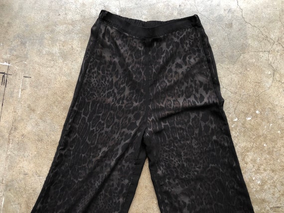 90s Sheer Chiffon Double Layer Leopard Print High… - image 1