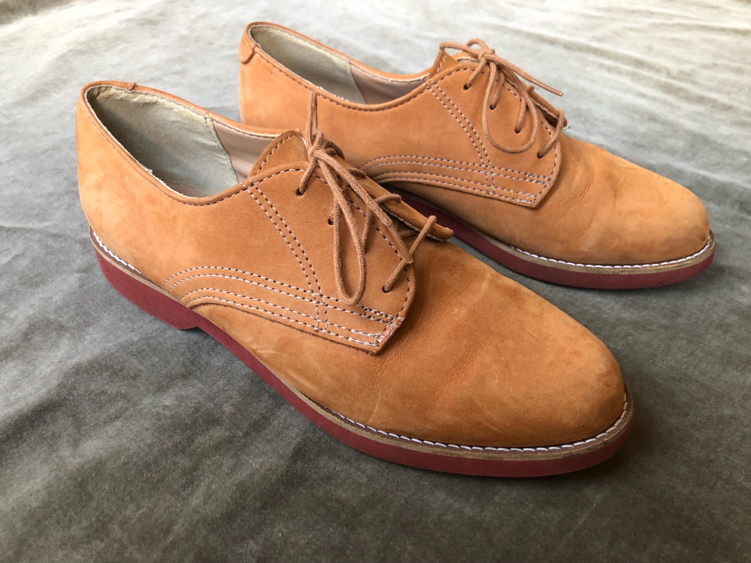 Vintage 90s L.L. Bean Suede Wingtip Oxford Shoes 9B Vibram 