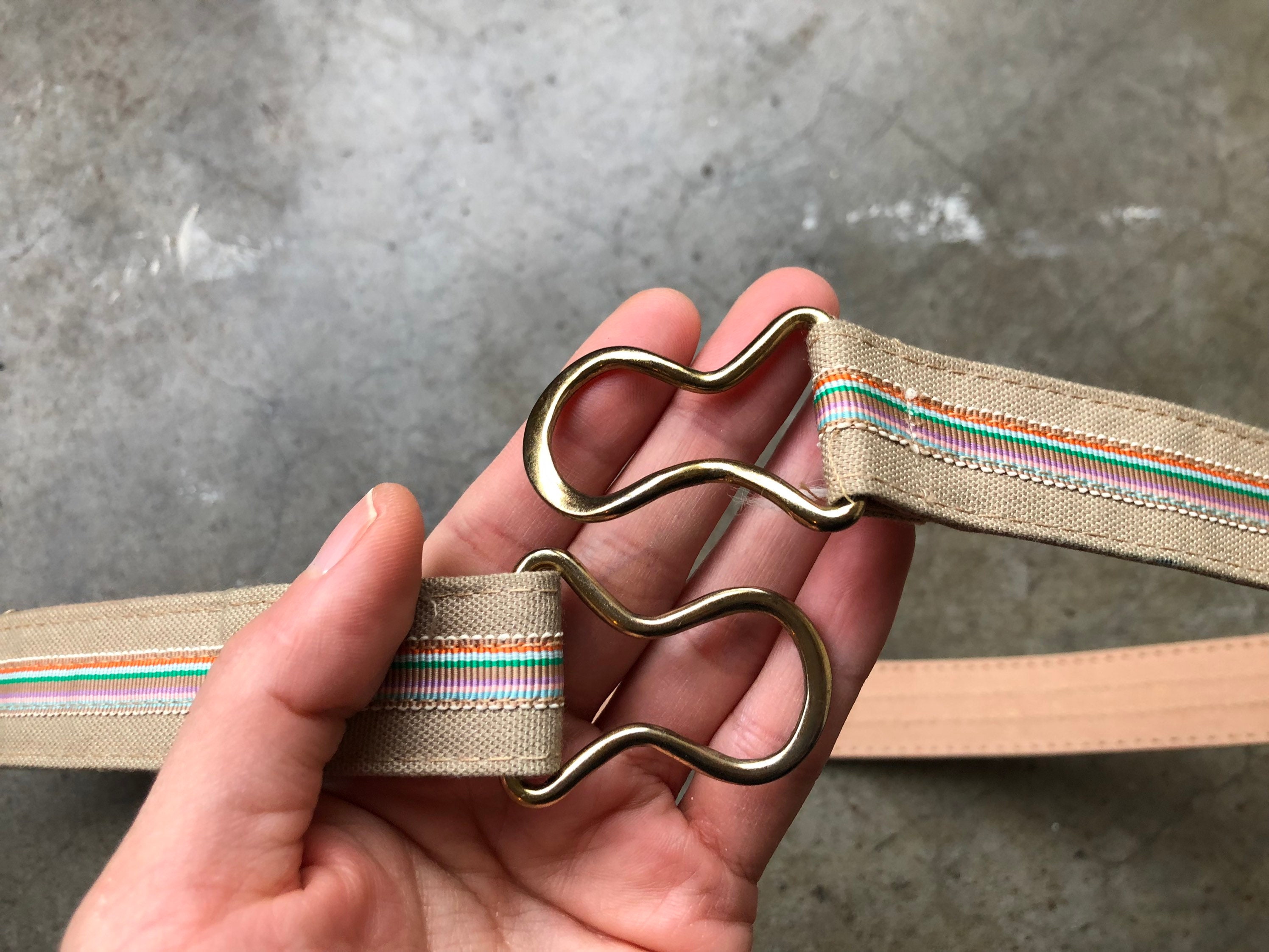 Retro 60s 70s Rainbow Woven Grosgrain Ribbon Fashion Belt 