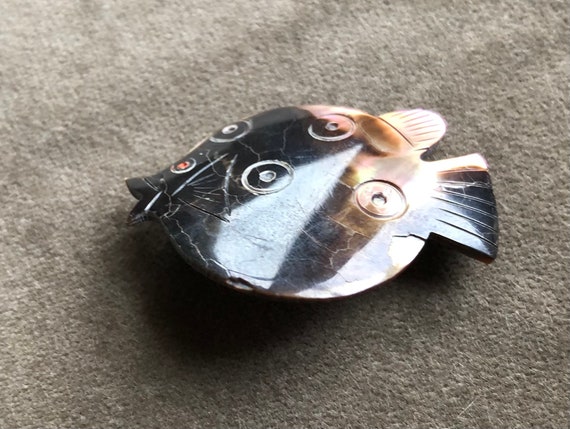 Seashell Abalone Carved Puffer Fish Blowfish Broo… - image 8