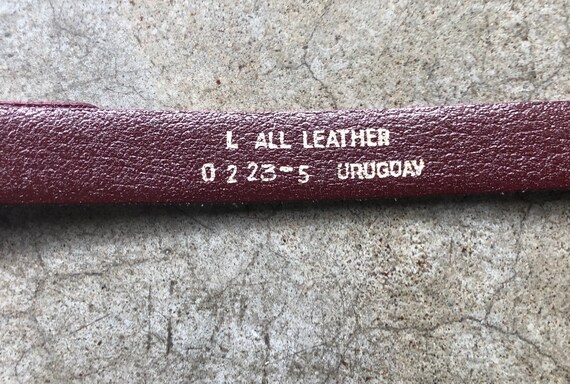 70s 80s Burgundy Suede Leather Skinny Rustic Retr… - image 9