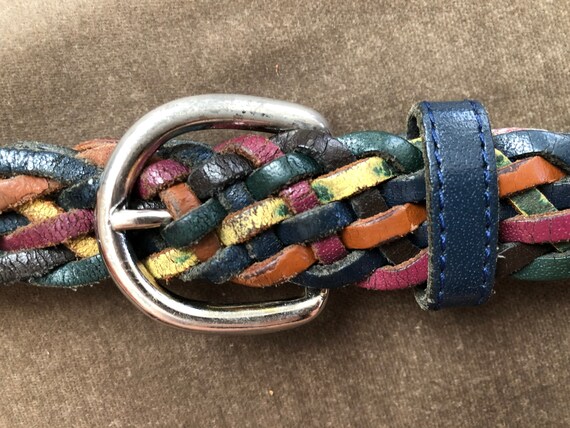 80s 90s Vintage Multicolor Rainbow Woven Leather … - image 7