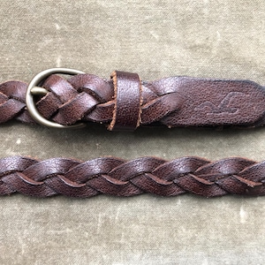 小物 Vintage 90s Braids Design Leather Belt Brown Braided Leather Belt | 90s Vintage Greg Norman Woven Leather