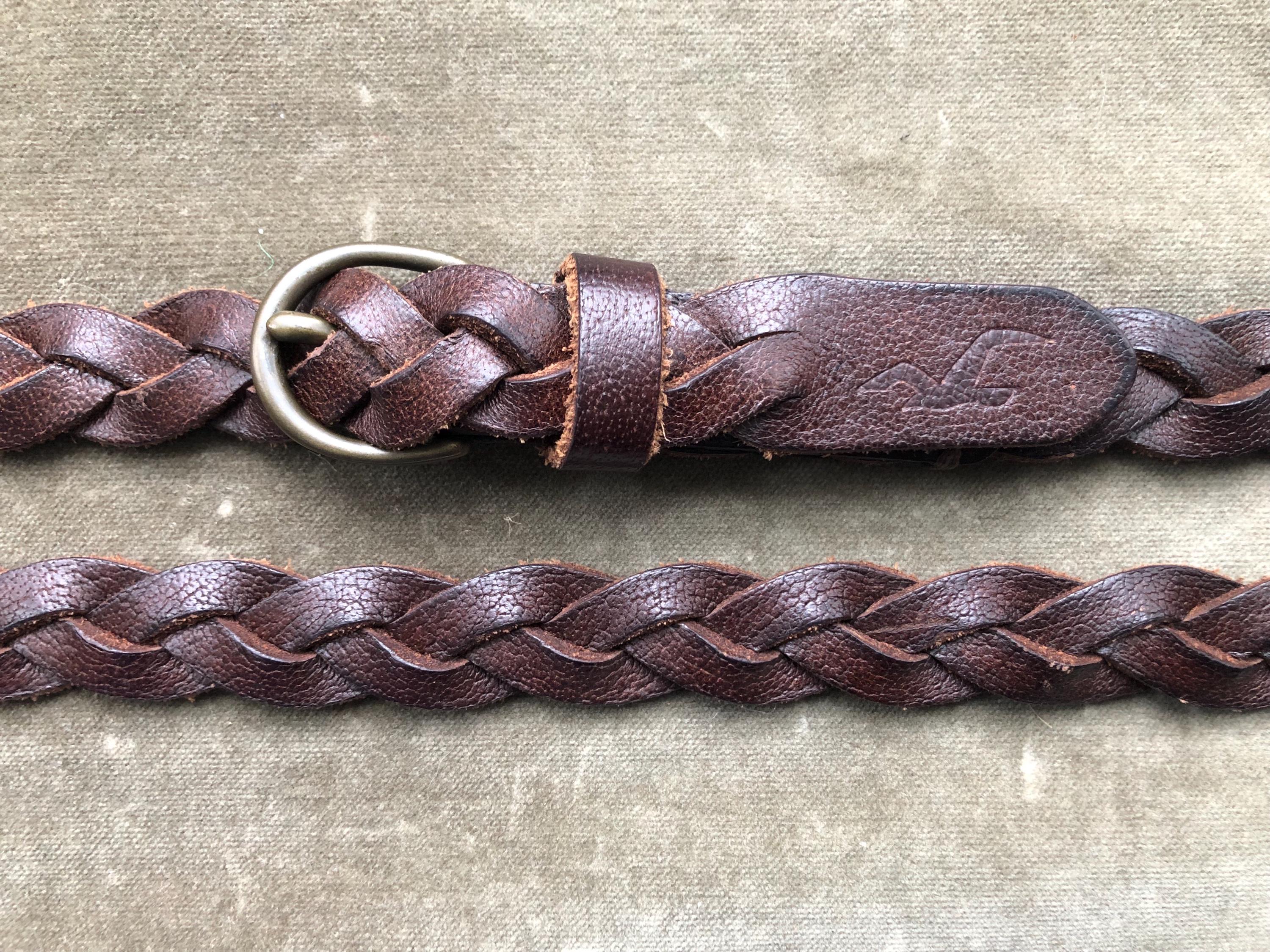 Vintage Bronze Braided Rope lariat belt 70s 80s Wide Brown Tan Leather Cotton Rope Woven Belt  main image 4