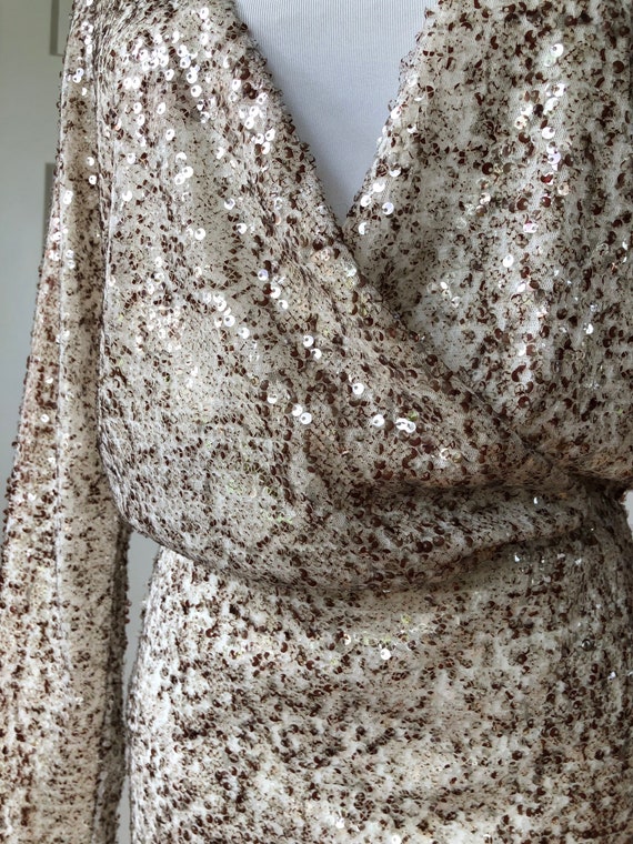 90s Shimmery Sequined Python Snake Skin Print Lon… - image 3