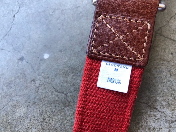 Vintage 90s Red Cotton Woven Adjustable Fashion Belt Brown  display picture 2