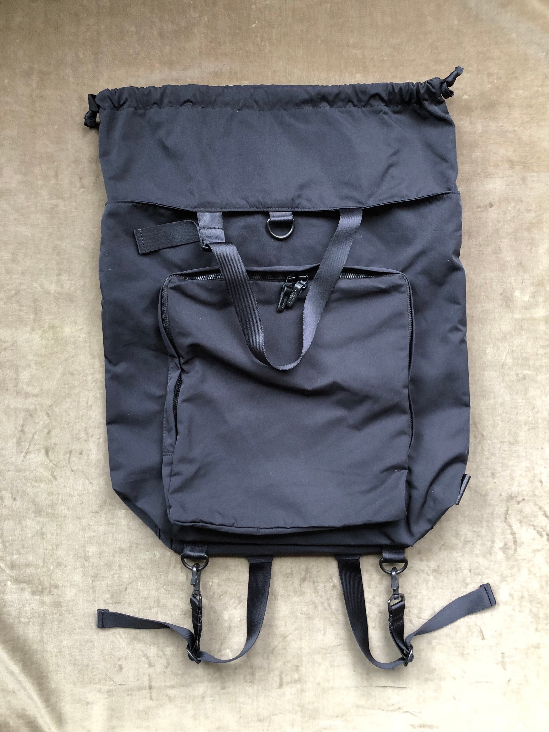 AMIACALVA Gabardine Black 2 Way Backpack Convertible Tote Shoulder