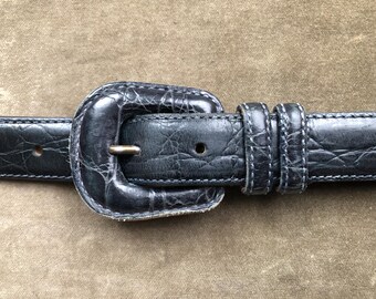Ralph Lauren Gray Grey Croc Embossed Leather Belt 1990s 90s  display picture 2