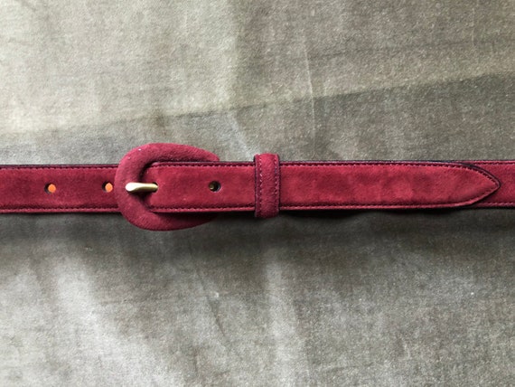 Skinny Suede Leather Soft Slim Burgundy Dark Red … - image 2