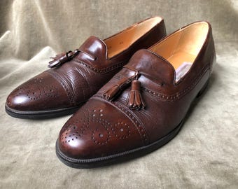 Cole Haan Brown Leather Tassel Loafers Men display picture 1