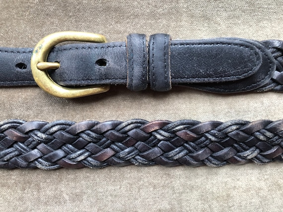 COACH Vintage 90’s Black Leather Woven Braided Belt COACH Distressed Black Leather Woven Braided Belt Solid  main image 3
