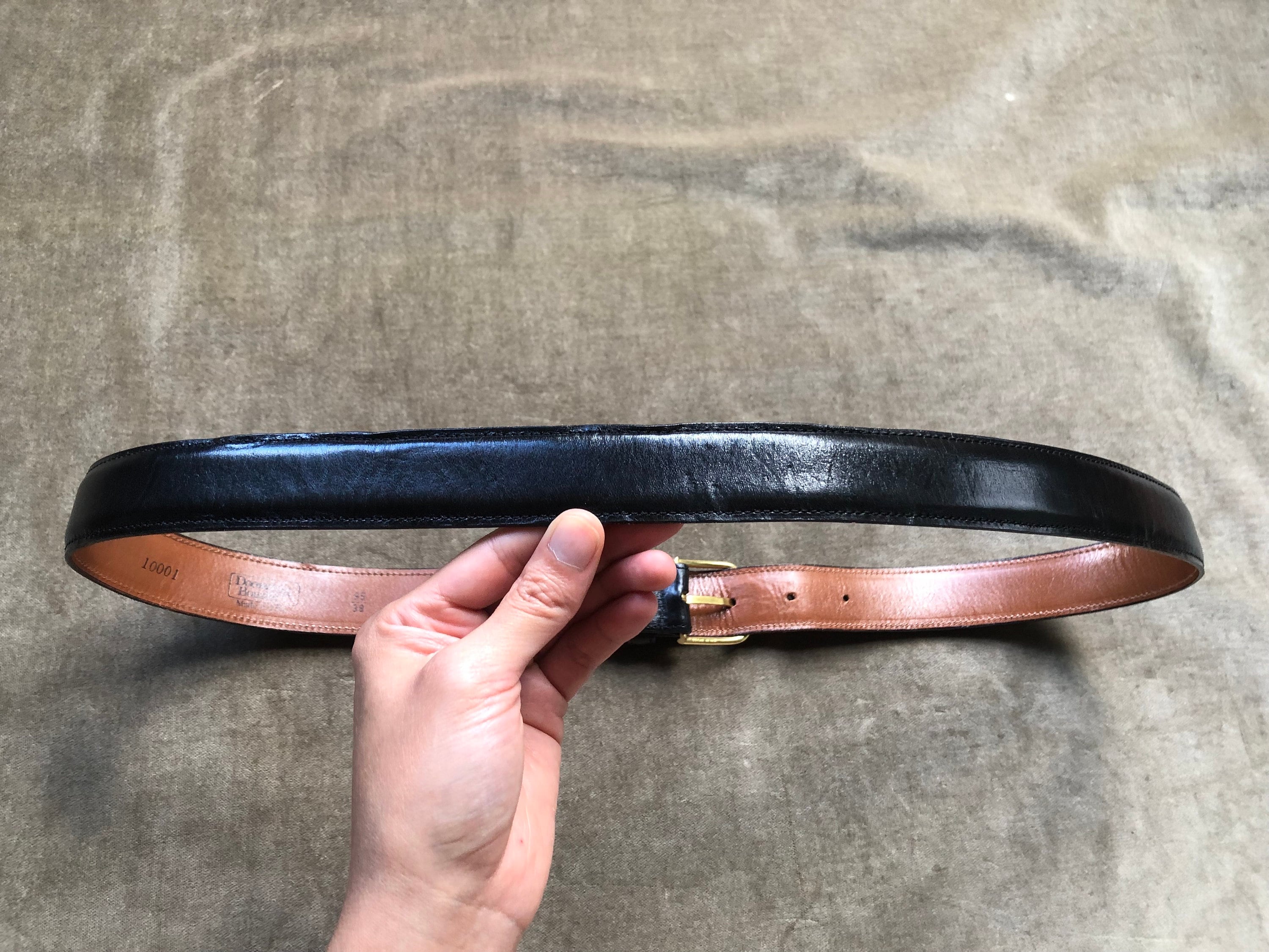 VTG  Dooney & Bourke Black Leather Belt w/ Brass Buckle. XL Late 80’s/Early 90’s Dooney & Bourke Black Snake Skin Leather Belt Retro Square  main image 4