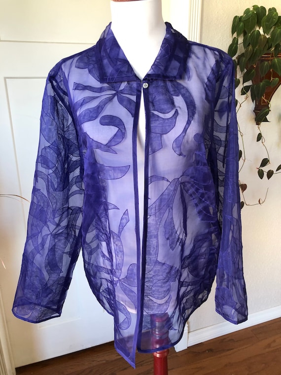 Ultra Sheer Silk Organza Voile Art Jacket Long Sl… - image 4