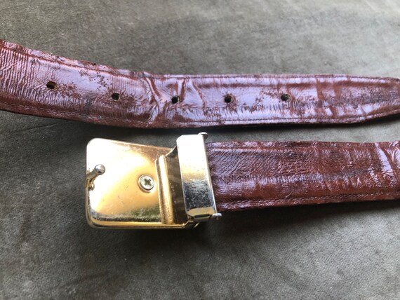 1970s Eelskin Genuine Eel Skin Leather Belt Mahog… - image 9