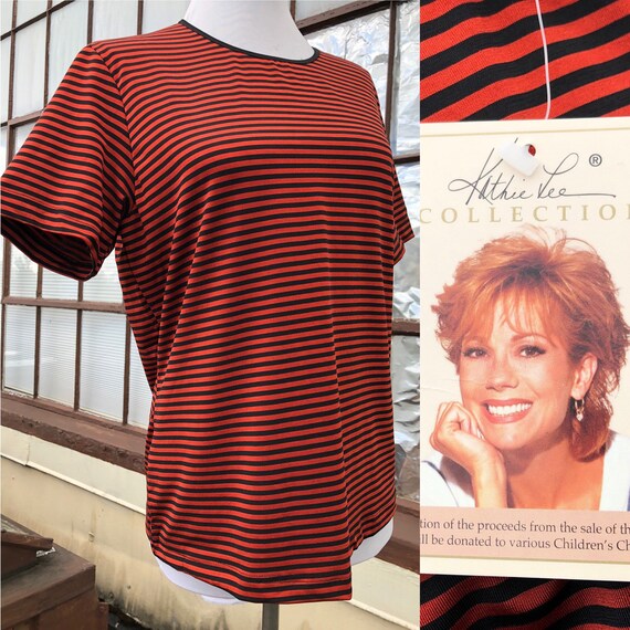 80s 90s Kathy Lee Gifford Slinky Black and Red Striped Print - Etsy