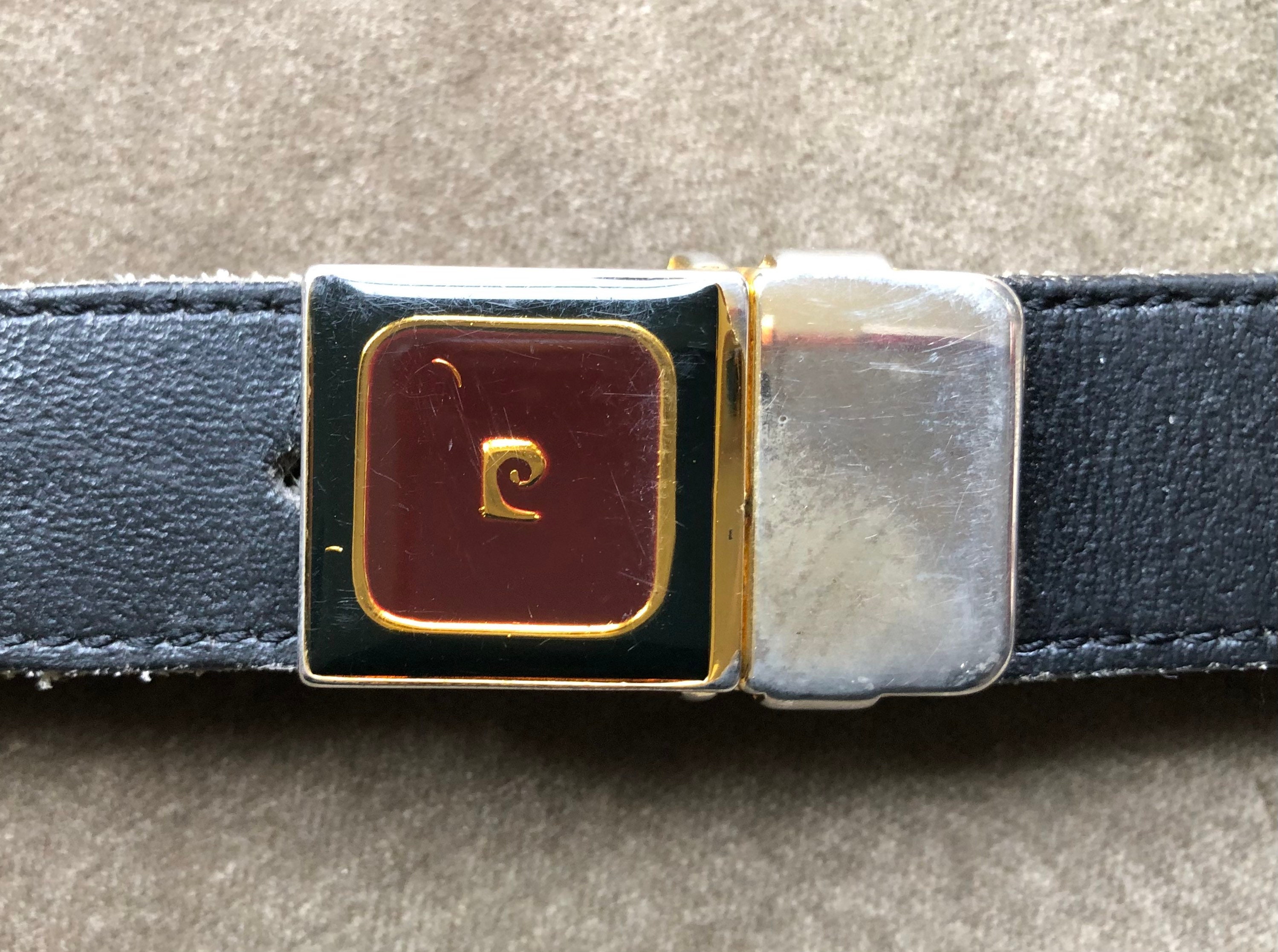 Vintage PIERRE CARDIN Tan Leather Gold Logo Buckle Unisex Belt Size 30 Pierre Cardin Men main image 2