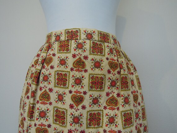 Vtg 1970s Quilted Long Maxi A-Line Skirt Cotton In