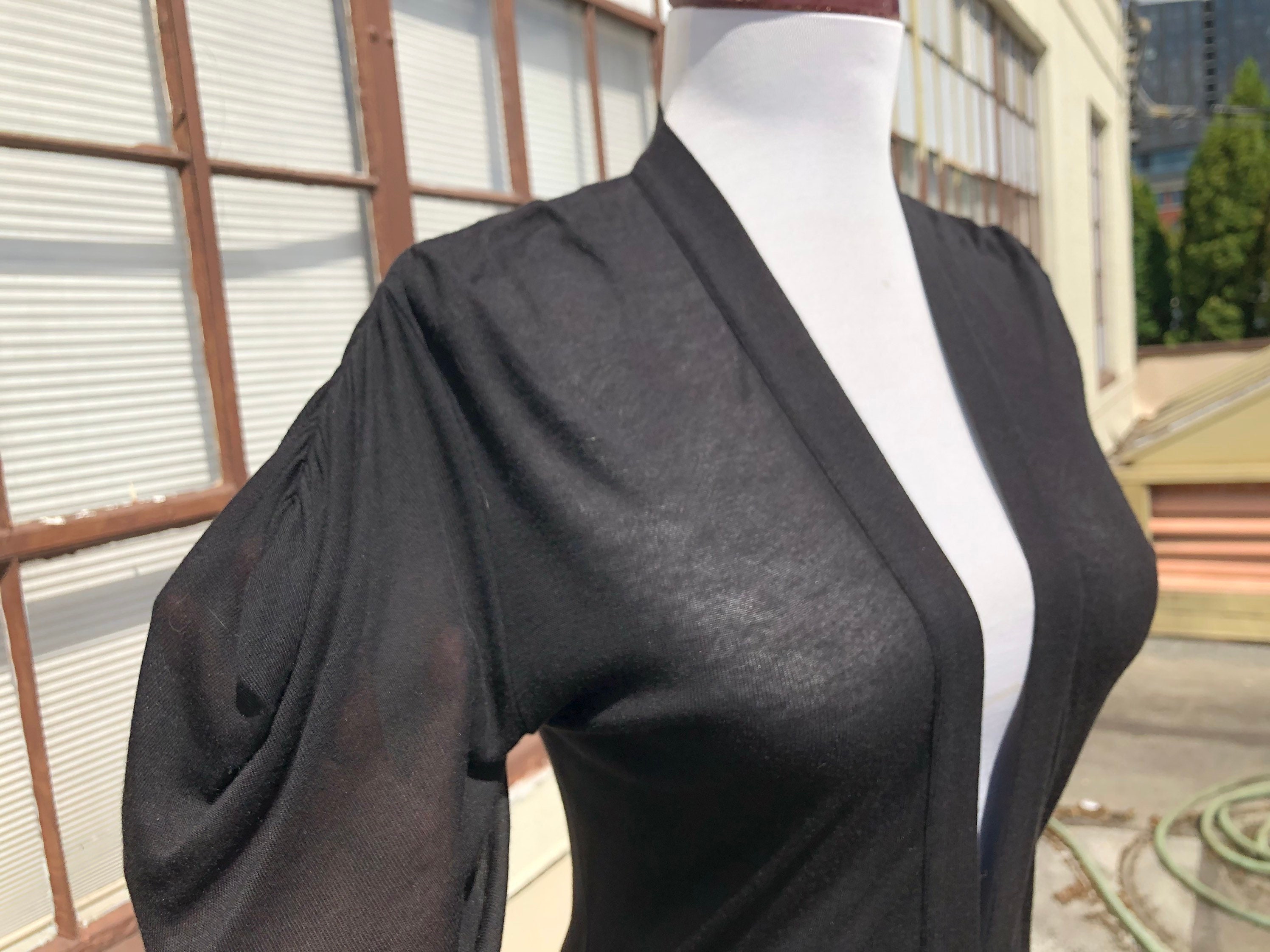 Stella Mccartney Sheer Rib Knit Deep V Neck Cardigan Sweater 
