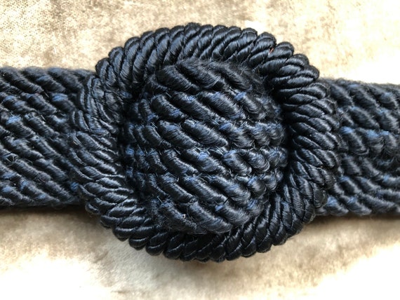 Chunky Thick Black Silky Satin Rope Woven Braided… - image 1