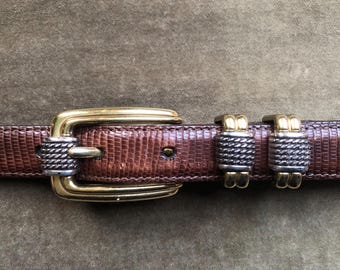 80s Magenta Snakeskin Belt Hot Magenta Coral Pink Genuine Snakeskin Skinny Patent Slim  main image 4