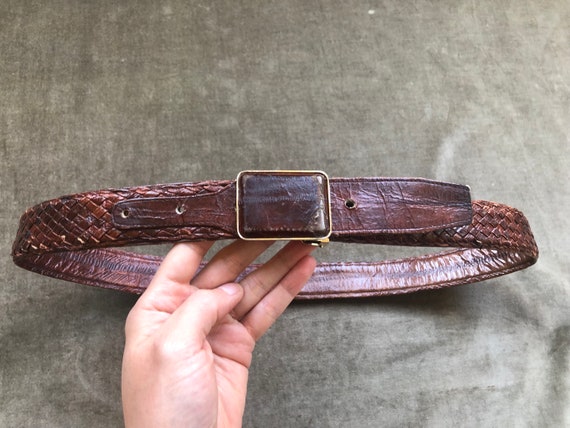 1970s Eelskin Genuine Eel Skin Leather Belt Mahog… - image 2