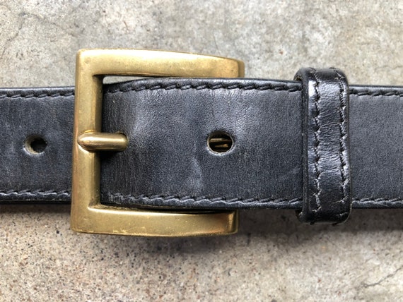 1990s Leather and Metal Ring Belt Leather and Metal Trouser Belt Size M Leather and Chain Waist Belt 32 to 34