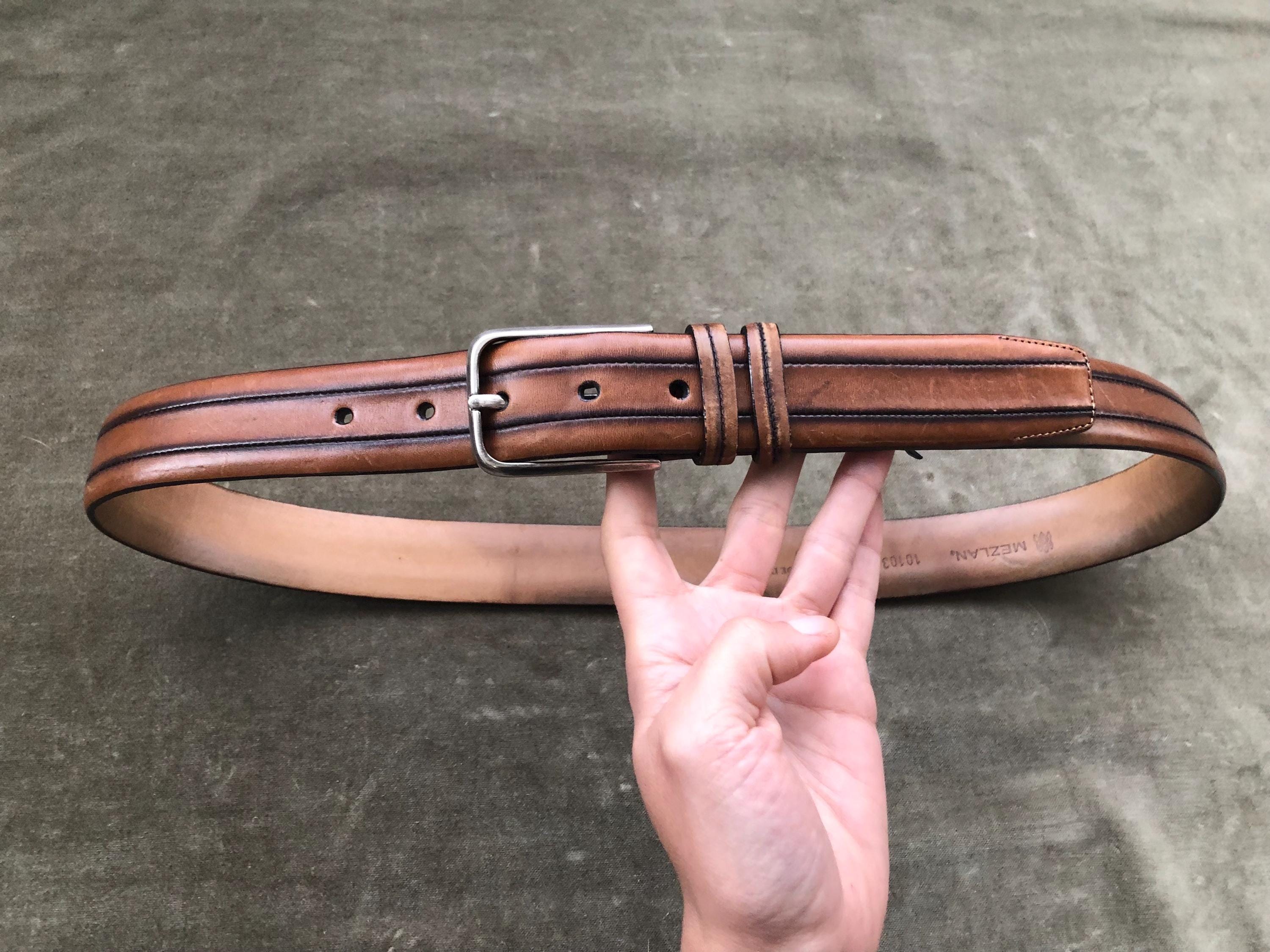MEZLAN Woven Leather Belt Brown Silver Buckle Spain Size 38 Quiet Luxury Brown Leather Mezlan Belts for Men for sale | eBay main image 3