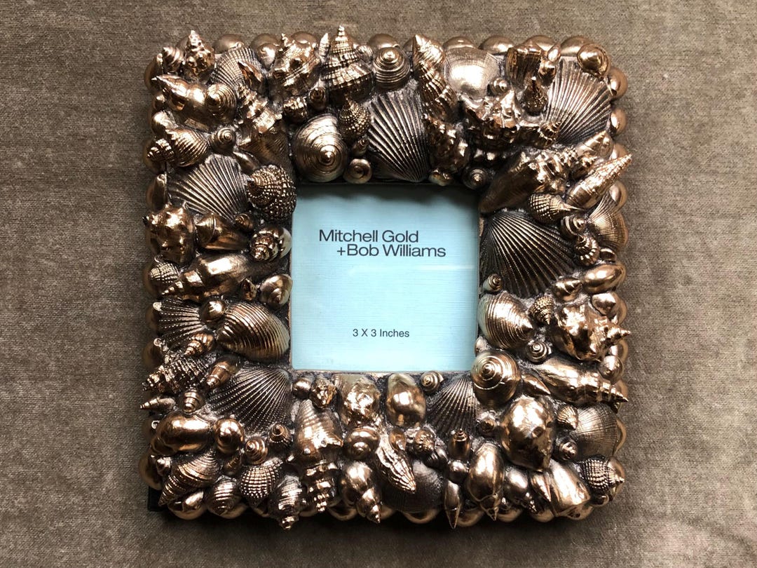 Metal Chunky Gold Seashell Encrusted Beach Deco Picture Photo Frame ...