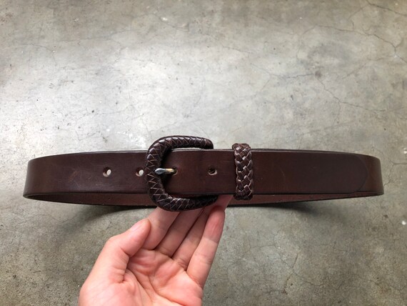Dark Brown Thick Leather Woven Braided Loop Self Covered  display picture 2