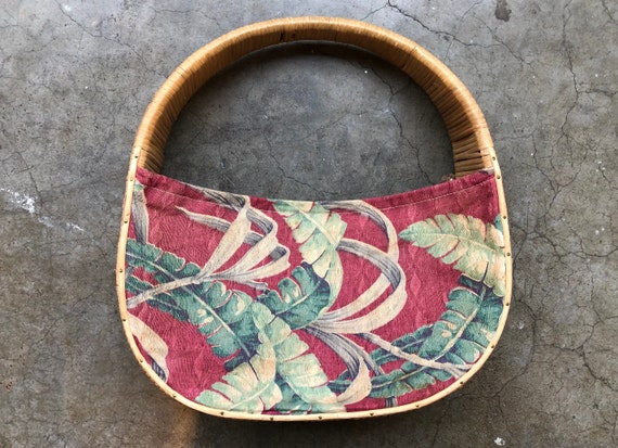 40s 50s Retro Large Round Wicker Rattan Woven Trop