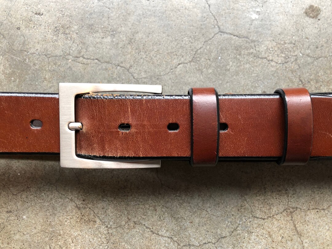 90s Thick Brown Leather Heavy Duty Grunge Belt 1990s Vintage