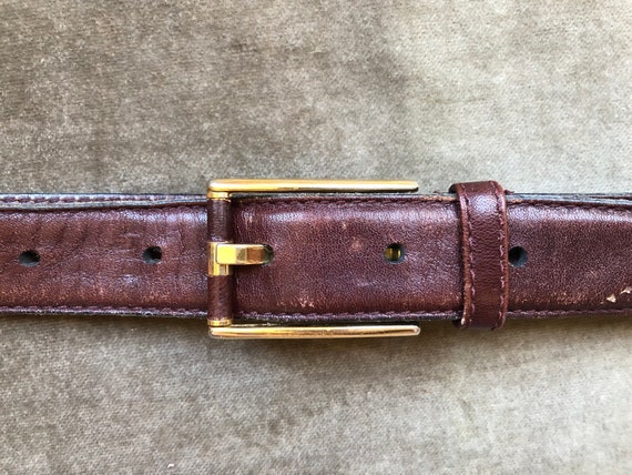 Vintage 70s Slim Clear Brown Patent Waist Belt Gold Buckle 1960s 70s Skinny Double Wrap Belt Gold Buckle O Ring Dark  main image 4