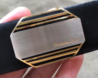 Vintage Christian Dior Logo Brushed Silver Gold Pin Clamp