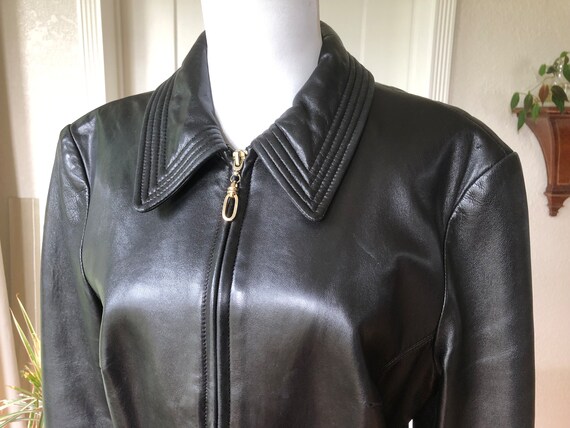 Buttery Soft Black Leather Jacket 1990s Half Coat Fitted Blazer 