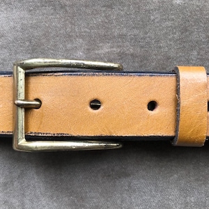 60s 70s Thick Steerhide Saddle Leather Belt Size M L XL 34 36 38 Waist 1970s 1960s Vintage Brass Buckle Western Rustic Belt Brown Tan Hickok