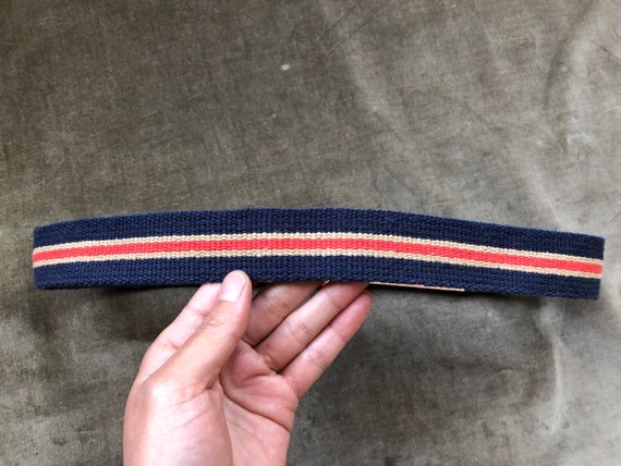 60s 70s Woven Cotton Fabric Striped Belt XS S 26 … - image 6